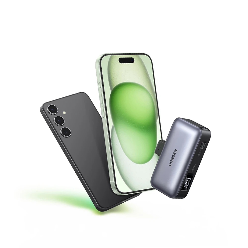 Nešiojama išorinė baterija UGREEN PB503, 5000 mAh 22,5 W, su integruotu USB-C kištuku