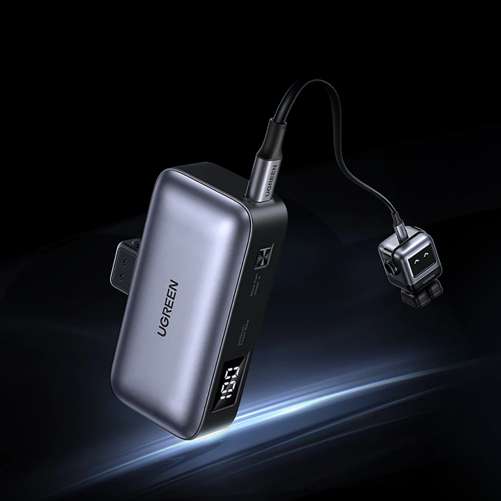Nešiojama išorinė baterija UGREEN PB503, 5000 mAh 22,5 W, su integruotu USB-C kištuku