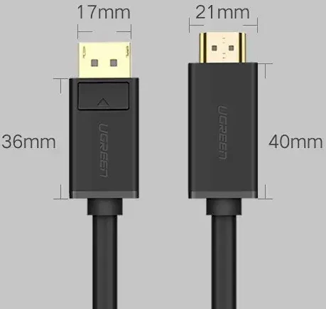 Ugreen Vienkryptis DisplayPort į HDMI kabelis 4K 30 Hz 32 AWG 1,5 m (DP101 10239)