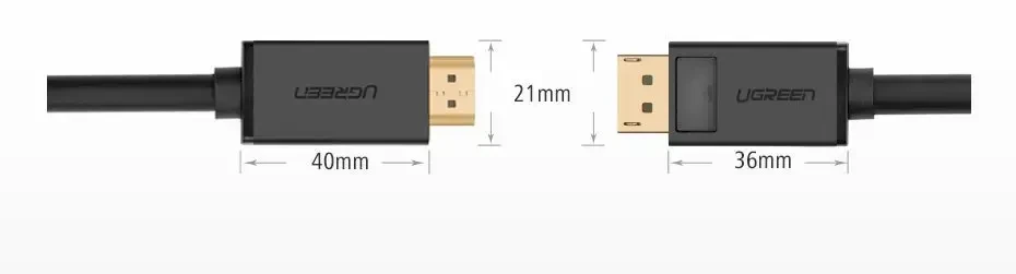 Ugreen Vienkryptis DisplayPort į HDMI kabelis 4K 30 Hz 32 AWG 1,5 m (DP101 10239)