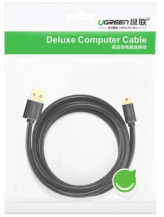 Ugreen US132 10386 duomenų perdavimo ir įkrovimo kabelis | USB-A į Mini USB | 3 m | juodas