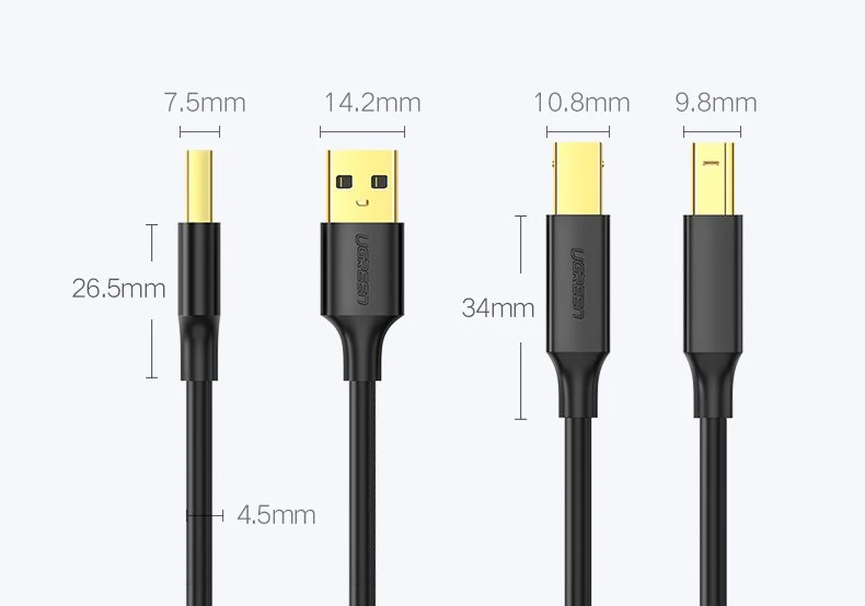 iLike UGREEN US135 USB 2.0 AB spausdintuvo laidas 1.5m - Juodas