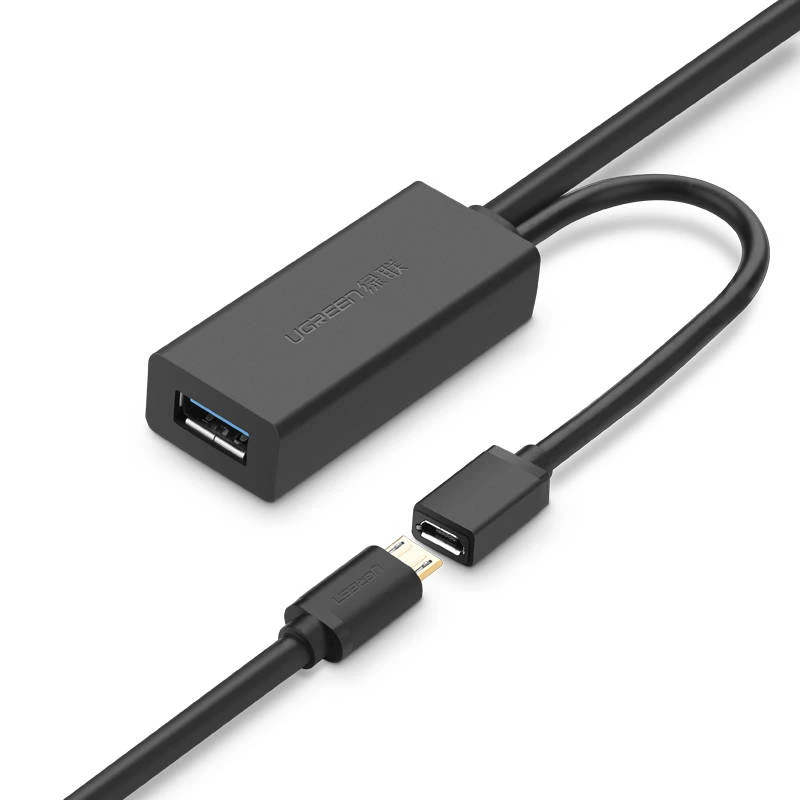 Kabelis ilgiklis USB3.0 5m su micro USB lizdu papildomam maitinimui US175 UGREEN