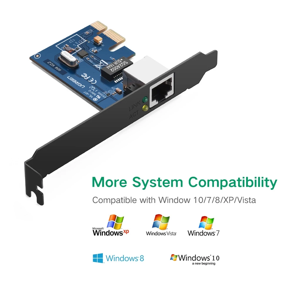 Ugreen US230 Gigabit 10/100/1000Mbps PCI-E Network Card - juodos spalvos