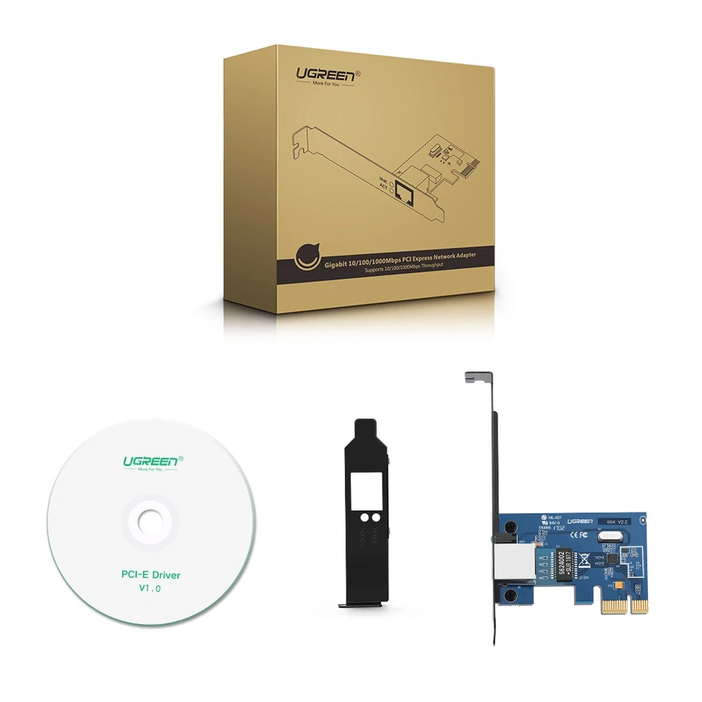 Ugreen US230 Gigabit 10/100/1000Mbps PCI-E Network Card - juodos spalvos