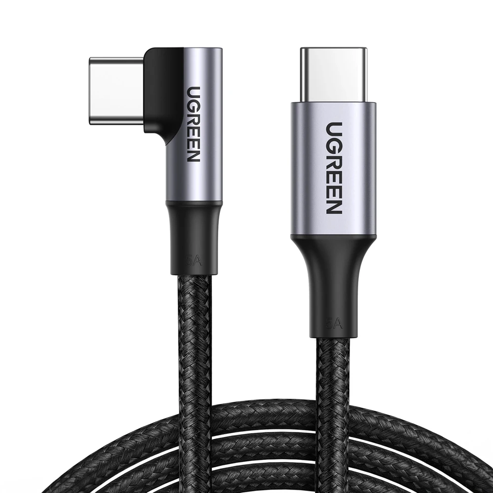 Kampinis kabelis USB-C į USB-C UGREEN US334 5A, PD 100W, 2m (juodas)