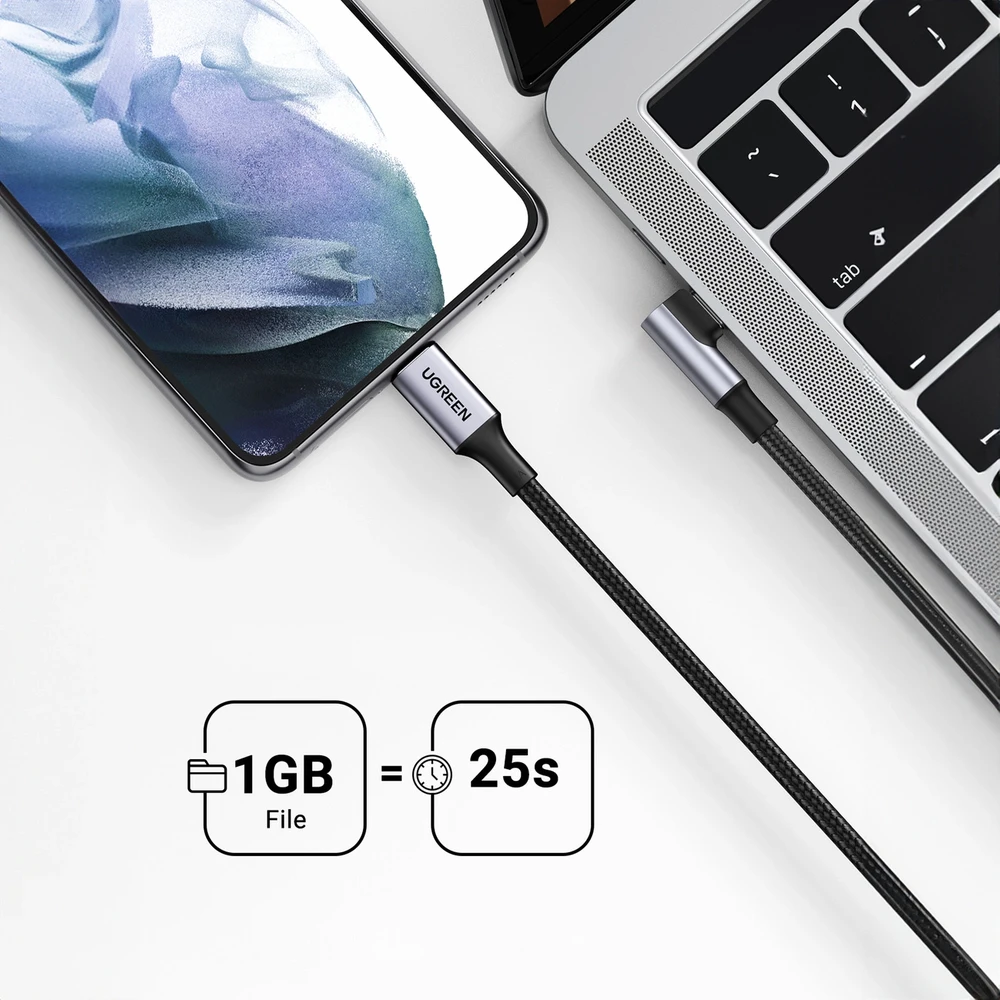 Kampinis kabelis USB-C į USB-C UGREEN US334 5A, PD 100W, 2m (juodas)