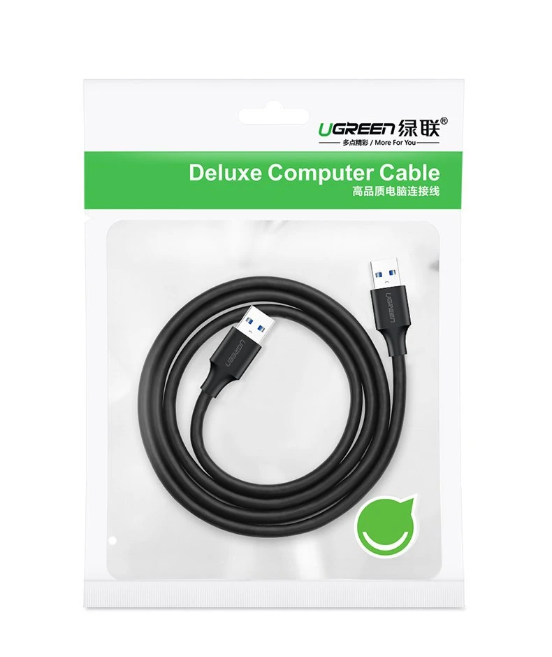 USB 2.0 M-M UGREEN cable US102, 1m (juodas)