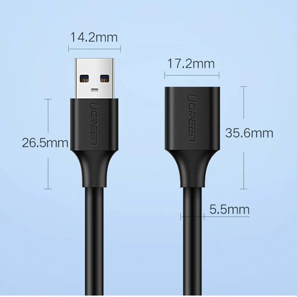 UGREEN USB 3.0 prailginimo kabelis 0.5m - Juodas