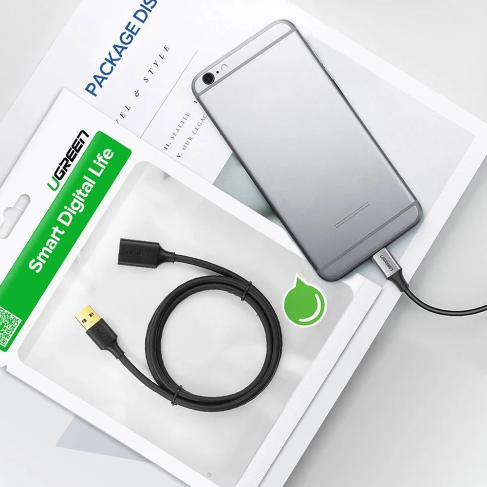 UGREEN USB 3.0 prailginimo kabelis 0.5m - Juodas