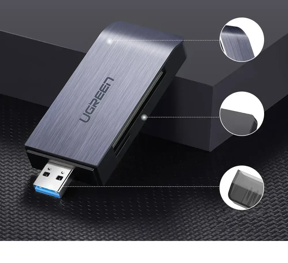 UGREEN USB Adapteris 4 in1 card reader SD + Micro SD (sidabrinis)
