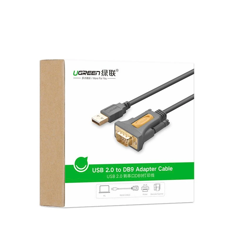 Kabelis USB Ugreen USB-A - RS-232 2 m Pilka (20222)