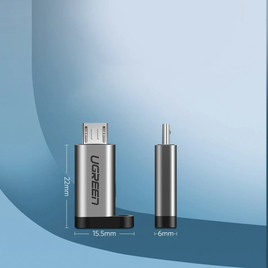 USB-C – micro USB adapteris UGREEN US282 Pilkas