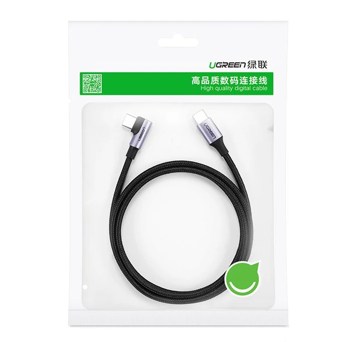 UGREEN US255 USB-C į USB-C alkūninis kabelis, 3A, 60W, 2m (juodas)