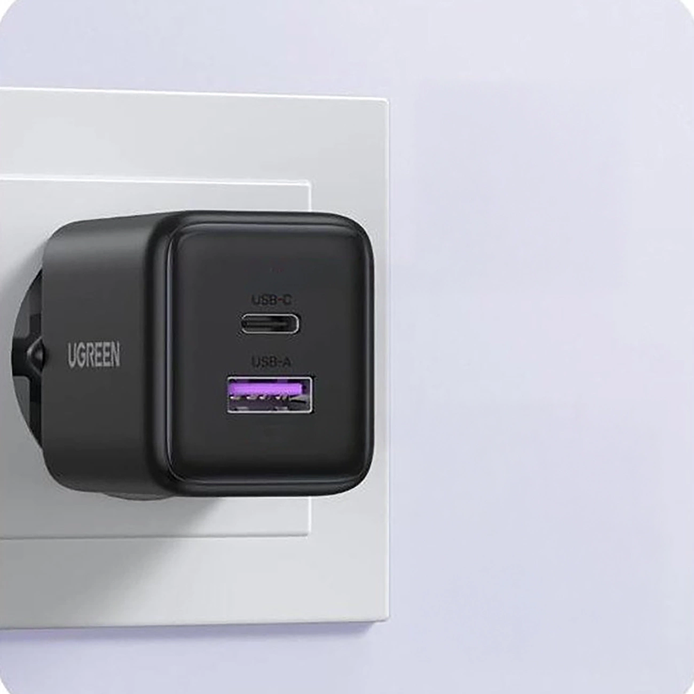 Ugreen X516 30W GaN Laidinis įkroviklis 1x USB-A 1x USB-C - pilkos spalvos
