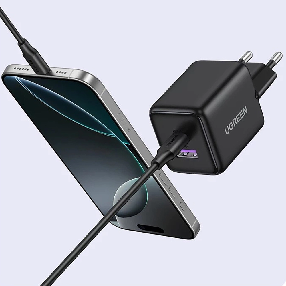 Ugreen X516 30W GaN Laidinis įkroviklis 1x USB-A 1x USB-C - pilkos spalvos