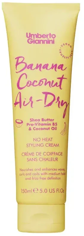 Umberto Giannini Banana Coconut Air-Dry Hair Styling Kreminis Medium, 150 ml