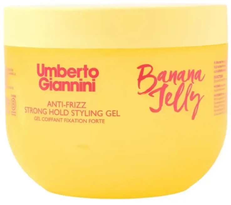 Umberto Giannini Banana Jelly Hair Styling Gel Minkštinantis ir glotninantis & Curl Definition Strong, 475 ml