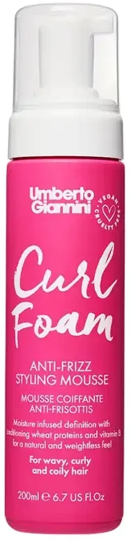 Umberto Giannini Curl Foam Natural Ingredients Hair Styling Mousse Frizz Control & Volumising, 200 ml