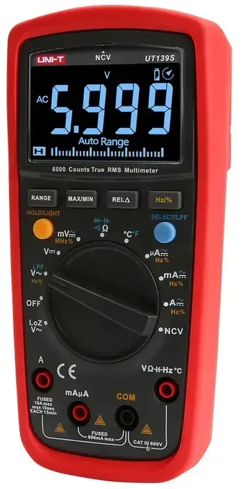 Uni-t Skaitmeninis multimetras su analogine skale, TRMS, 600V DC/AC, 10A DC/AC, 60MOm, 100mF, 10mHz, --40-1000C, UNIT