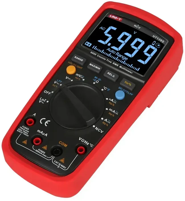 Uni-t Skaitmeninis multimetras su analogine skale, TRMS, 600V DC/AC, 10A DC/AC, 60MOm, 100mF, 10mHz, --40-1000C, UNIT
