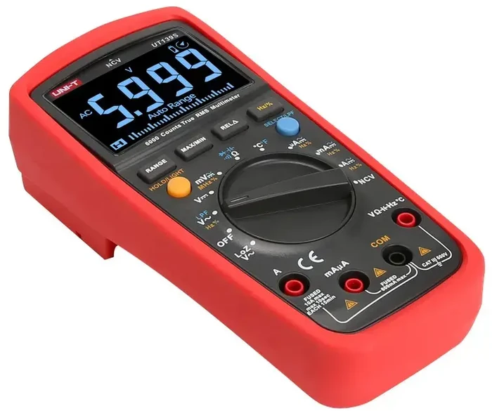 Uni-t Skaitmeninis multimetras su analogine skale, TRMS, 600V DC/AC, 10A DC/AC, 60MOm, 100mF, 10mHz, --40-1000C, UNIT