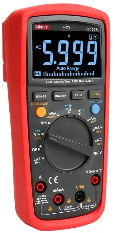 Uni-t Skaitmeninis multimetras su analogine skale, TRMS, 600V DC/AC, 10A DC/AC, 60MOm, 100mF, 10mHz, --40-1000C, UNIT