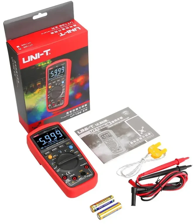 Uni-t Skaitmeninis multimetras su analogine skale, TRMS, 600V DC/AC, 10A DC/AC, 60MOm, 100mF, 10mHz, --40-1000C, UNIT