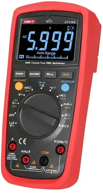 Uni-t Skaitmeninis multimetras su analogine skale, TRMS, 600V DC/AC, 10A DC/AC, 60MOm, 100mF, 10mHz, --40-1000C, UNIT