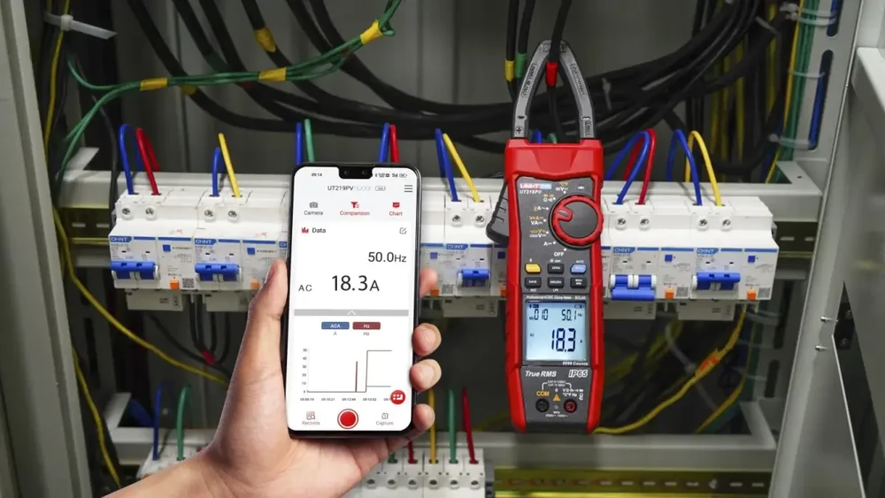 Uni-t Profesionalios matavimo replės SOLAR,1000A, 1.5kVAC, 2.5kVDC, V+A, IP65, CAT III 1.5kV, Bluetooth, UNIT