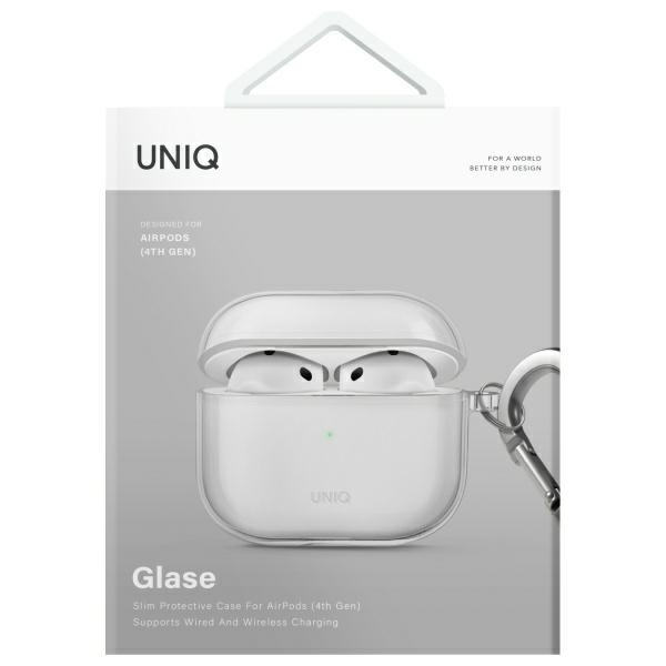 UNIQ dėklas Glase AirPods 4 glossy clear