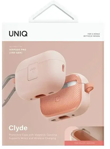 UNIQ Clyde Lock Dėklas AirPods Pro 2 (2022/2023) powder rožinės spalvos-rožinės spalvos/light rožinės spalvos-crepe rožinės spalvos