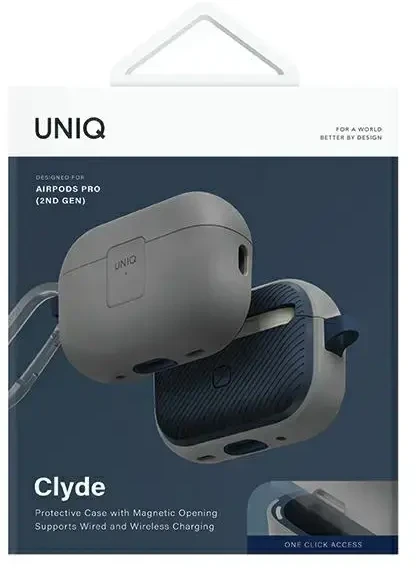 UNIQ Clyde Lock Dėklas AirPods Pro 2 (2022/2023) Chalk Pilkas-Marine Mėlyna