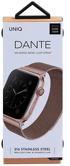 UNIQ Dante išmaniojo laikrodžio dirželis, skirtas Apple Watch (38/40/41 mm) | Nerūdijantis plienas | rausvo aukso spalvos