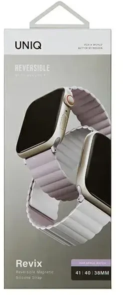 Uniq Išmaniojo laikrodžio Apple Watch 4/5/6/7/SE magnetinis/dvipusis dirželis, Rausvos/Baltos spalvos, 40/41mm