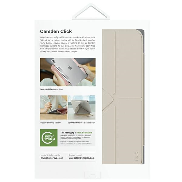 UNIQ Camden Click iPad Air 11″ (2024) dėklas smėlio/dramblio kaulo spalvos