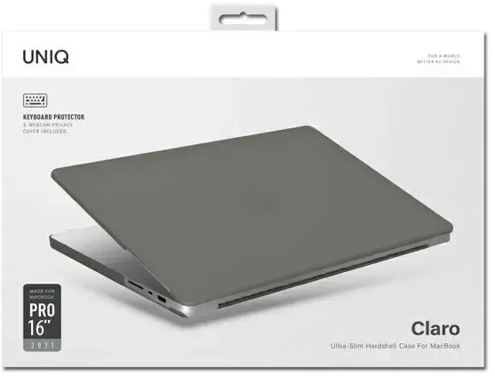 UNIQ Claro Bookdėklas MacBook Pro 16″ (2021) smoke matt pilkos spalvos