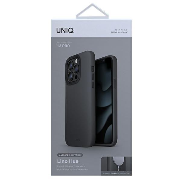 Dėklas UNIQ Lino Hue Case iPhone 13 Pro / 13 6,1" anglies akiniai MagSafe