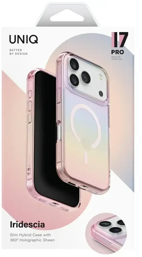 UNIQ Iridescia dėklas skirtas Apple iPhone 17 Pro Magclick Charging rožinės spalvos prism