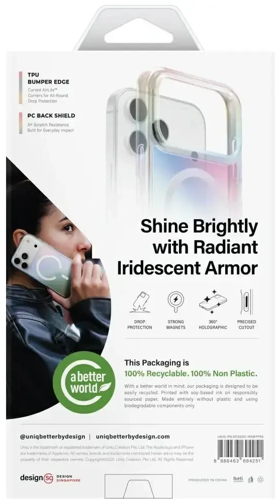 UNIQ Iridescia dėklas skirtas Apple iPhone 17 Pro Magclick Charging rožinės spalvos prism