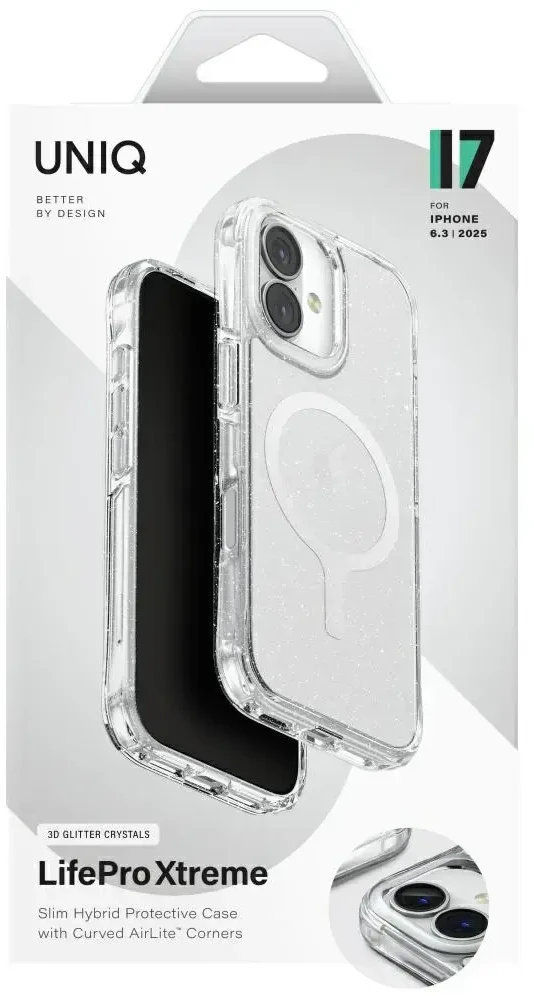 UNIQ LifePro Xtreme telefono dėklas su stovu ir MagSafe palaikymu iPhone 17, permatomas