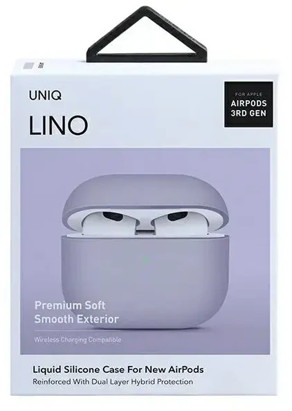 Uniq Lino silikoninis dėklas skirtas AirPods 3 - lavender