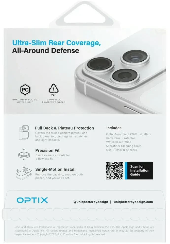 „Uniq Optix Aeroshield+“ kameros modulio apsauga, skirta „iPhone 17 Pro Max“
