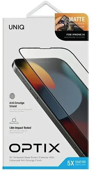 UNIQ Optix Matte Apple iPhone 14 6.1″ / 13 6.1″ / 13 Pro 6.1″ Matte Apsauginis stiklas with Applicator