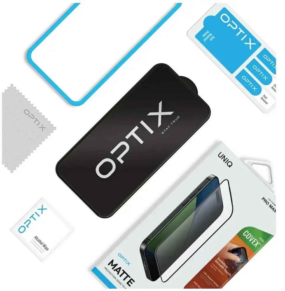 Uniq Optix Matte grūdintas stiklas, skirtas iPhone 17 – matinis