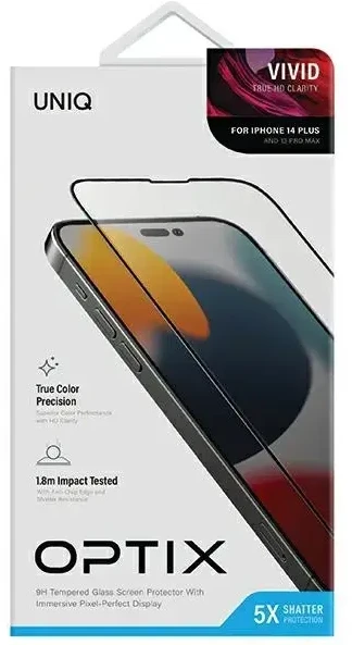 UNIQ Optix Vivid Apple iPhone 14 Plus 6.7″ clear Apsauginis stiklas su aplikatoriumi