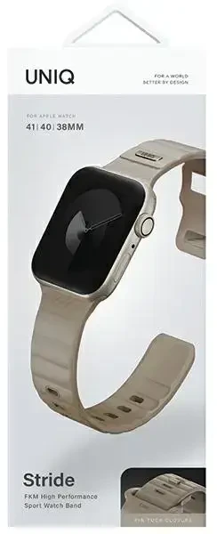 UNIQ apyrankė Stride Apple Watch Series 1/2/3/4/5/6/7/8/9/SE/SE3 38/40/41mm FKM Rubber apyrankė khaki/pale