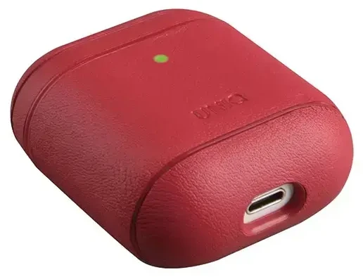 UNIQ Terra dėklas AirPods 1/2 kartos, natūralios odos, raudonas
