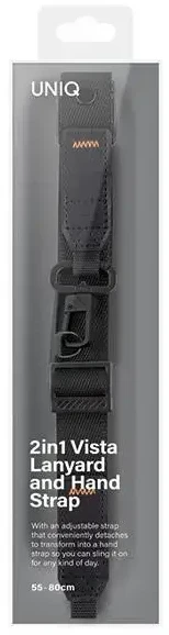 UNIQ Vista universal phone lanyard 2in1 juodos spalvos