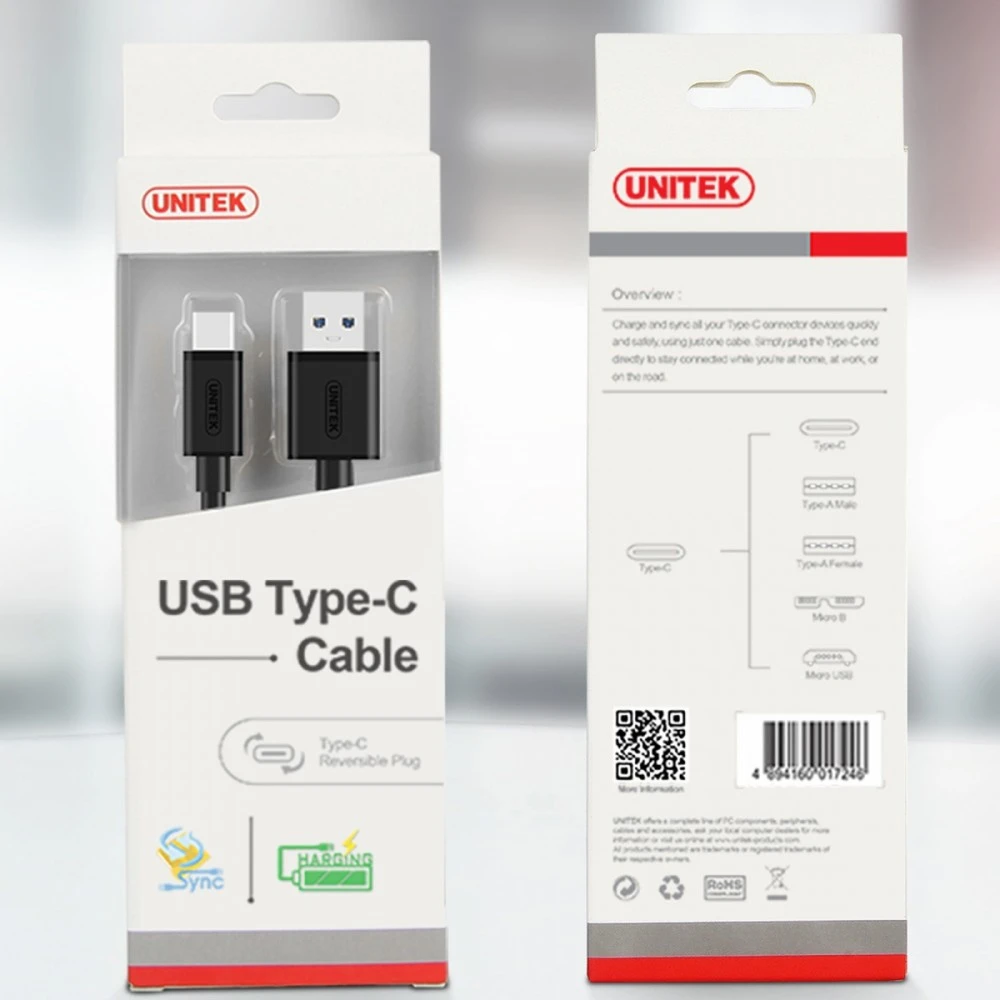 UNITEK Y-C474BK Unitek C tipo USB laidas į USB 3.1, Y-C474BK